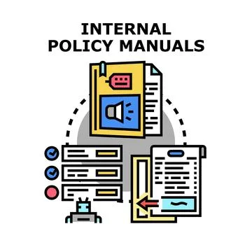 Internal policy manuals management process concept Stock Illustration