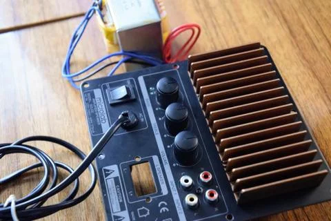 An internal power amplifier from the computer speaker system microlab solo 2. Stock Photos