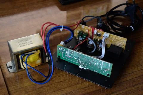 An internal power amplifier from the computer speaker system microlab solo 2. Stock Photos