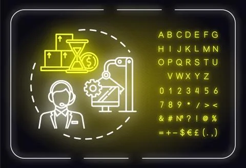 Internal processes neon light concept icon. Finance industry. Acquire customers Stock-Illustration
