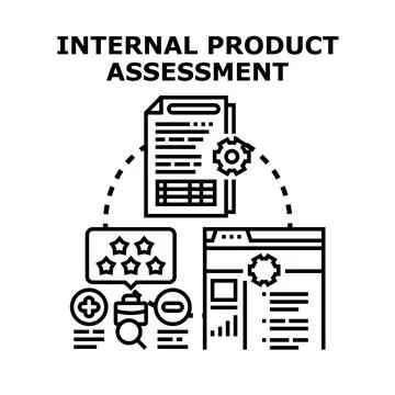 Internal product assessment evaluating quality and feedback Stock Illustration