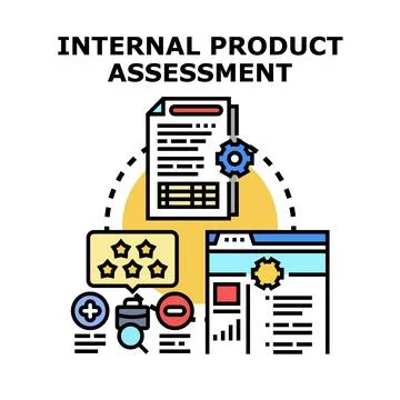 Internal product assessment evaluating quality and feedback Stock Illustration
