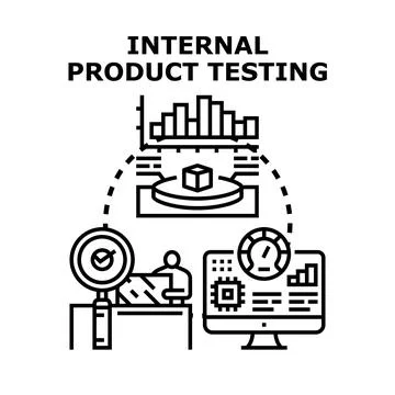 Internal product testing and quality assurance evaluating Stock Illustration