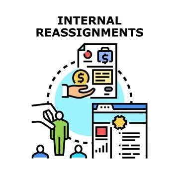Internal reassignments process managing employee promotion or demotion Stock Illustration