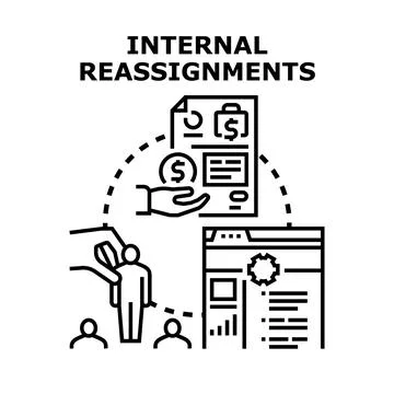 Internal reassignments process managing employee promotion or demotion Stock Illustration