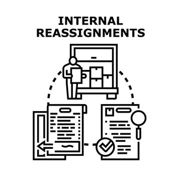 Internal reassignments process managing tasks and documents Stock Illustration