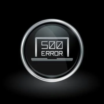 Internal server error icon inside round silver and black emblem Stock-Illustration