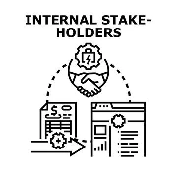 Internal stakeholders managing business processes and data flows Stock Illustration
