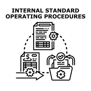Internal standard operating procedures outlining business process flow Stock Illustration