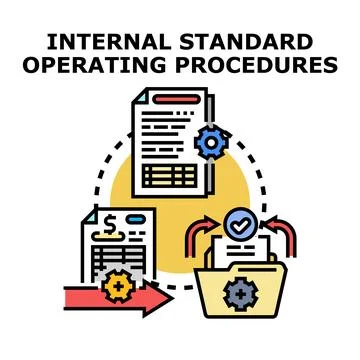 Internal standard operating procedures outlining business process flow Stock Illustration