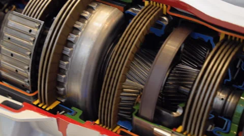 The internal structure of the 7-speed automatic transmission Stock Footage 57594581