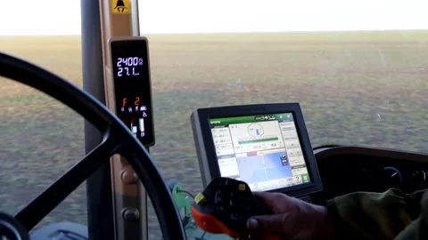 Internal structure of agricultural machinery. view from the cabin of Stock Footage 241024449