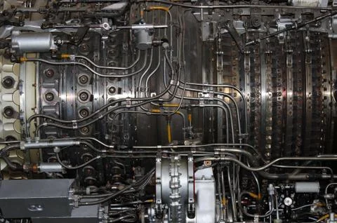 The internal structure of the aircraft engine, army aviation, military aircra Stock Photos