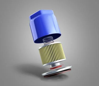 Internal structure of automobile oil filter 3d render on grey 스톡 일러스트