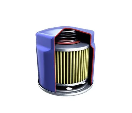 Internal structure of automobile oil filter 3d render on white no shadow Stock Illustration
