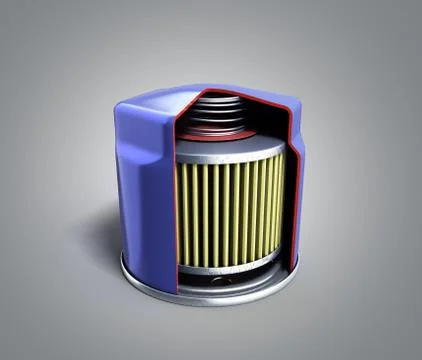 Internal structure of automobile oil filter 3d render on grey 스톡 일러스트