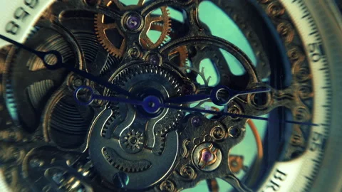 Internal structure, gear mechanism inside a beautiful expensive skeleton clock Stock-Footage 141969661