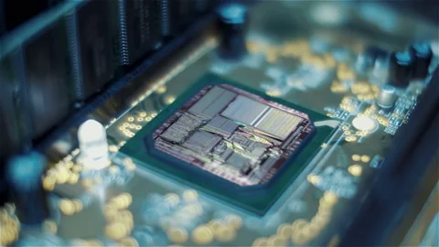 The internal structure of the main processor is lit at the time of operation Stock Footage 130086655