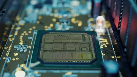 The internal structure of the main processor is lit at the time of operation Stock Footage 130088280