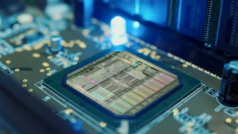 The internal structure of the main processor is lit at the time of operation Stock Footage 130088407