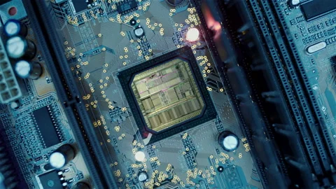 The internal structure of the main processor is lit at the time of operation Stock Footage 130088865