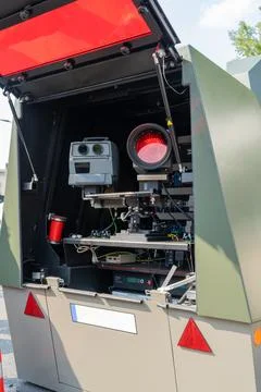 Internal structure of radar. Interior of mobile speed camera, electronic co.. Фото