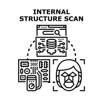 Internal structure scan examining data and biometric systems Stock Illustration