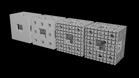 Internal structures within Menger cube. 3d animation render Stock Footage 327342398