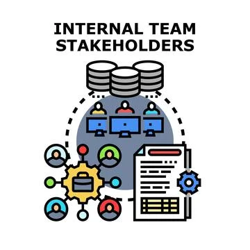 Internal team stakeholders working on project management Stock Illustration