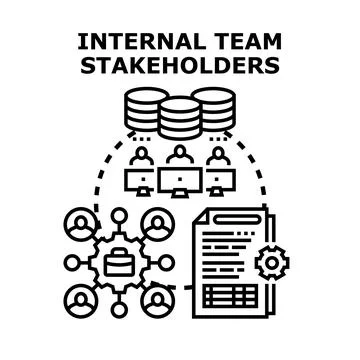 Internal team stakeholders working on project management Stock Illustration