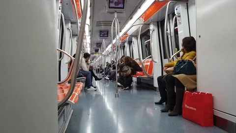 Internal train shots under the Rome Metro Stock Footage 100517498