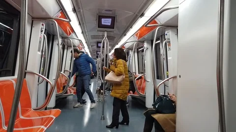 Internal train shots under the Rome Metro Stock Footage 100517524