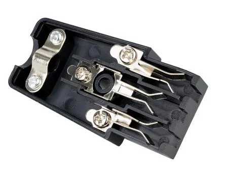 Internal View of C13 Power Plug with Metal Contacts Foto stock