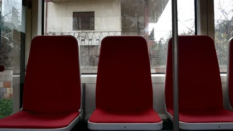 Internal View of the Electric Light Metro Rail in Cagliari Sardinia Video 4K 库存影片 104648424