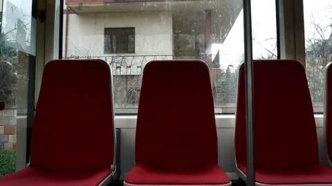 Internal View of the Electric Light Metro Rail in Cagliari Sardinia Video 4K 库存影片 104648793