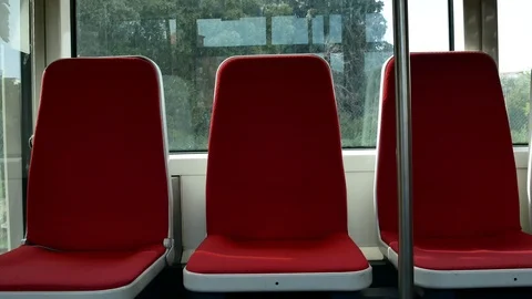 Internal View of the Electric Light Metro Rail in Cagliari Sardinia Video 4K 库存影片 104649378