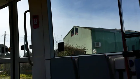 Internal View of the Electric Light Metro Rail in Cagliari Sardinia Video 4K 库存影片 104651251