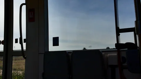 Internal View of the Electric Light Metro Rail in Cagliari Sardinia Video 4K 库存影片 104651530