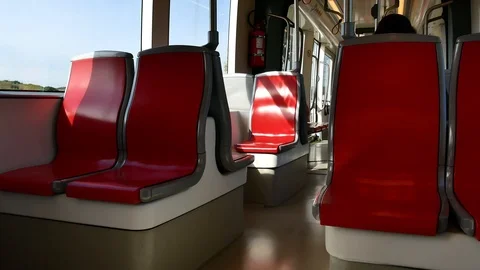 Internal View of the Electric Light Metro Rail in Cagliari Sardinia Video 4K 库存影片 104651706
