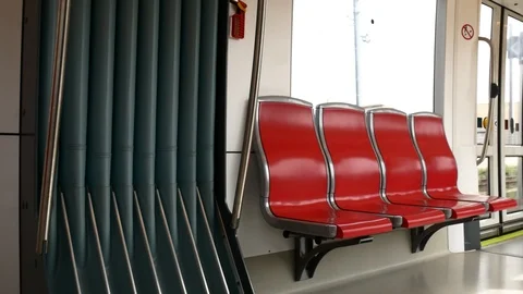 Internal View of the Electric Light Metro Rail in Cagliari Sardinia Video 4K 库存影片 104652894