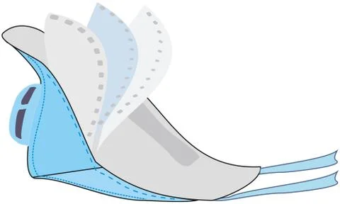 Internal view of five layers protection mask Stock Illustration