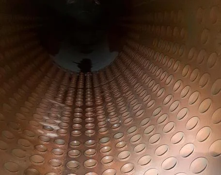 Internal View of a Steam Boiler Drum Showcasing Rolled Tubes in an Industri.. Stock Photos