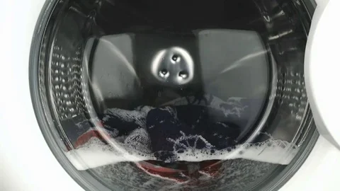 Internal view of a washing machine drum. Close-up Vídeo Stock 69148591