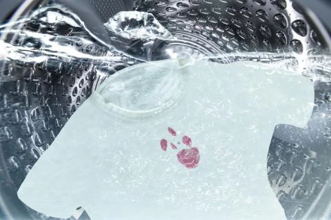 Internal view of a washing machine drum during wash Stock Photos