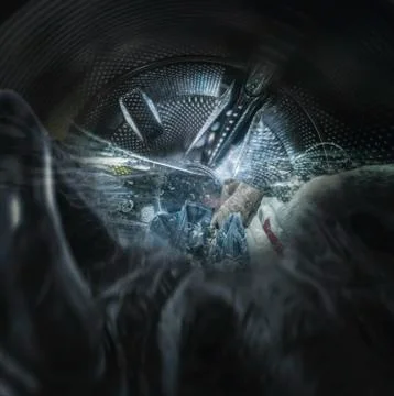 Internal view of a washing machine during wash Stock Photos