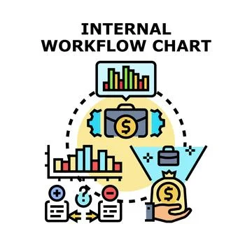 Internal workflow chart optimizing business process management Stock Illustration