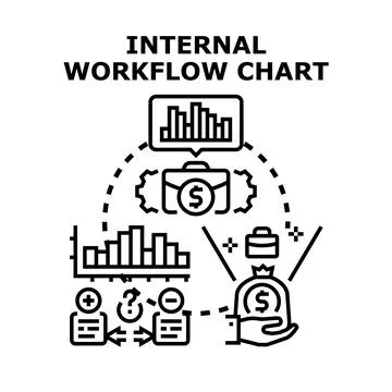 Internal workflow chart optimizing business process management Stock Illustration