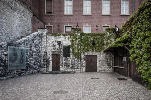 Internal yard of a medieval castle Stock Photos