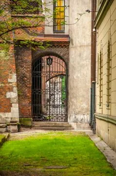 Internal yard of a medieval castle Stock Photos