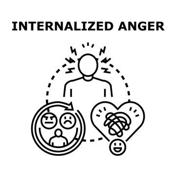 Internalizing anger causing emotional turmoil and mental overload Stock Illustration